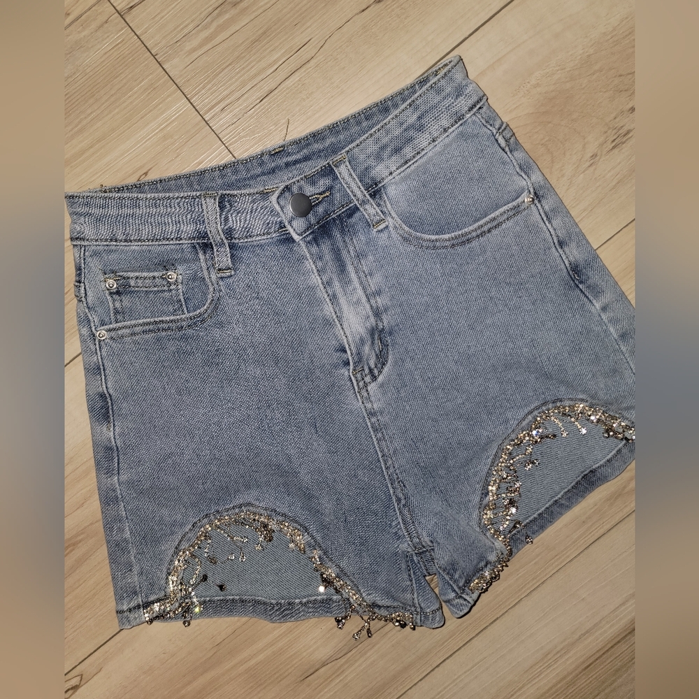 New Stylish Denim Shorts with Sequin Detail